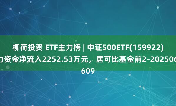 柳荷投资 ETF主力榜 | 中证500ETF(159922)主力资金净流入2252.53万元，居可比基金前2-20250609